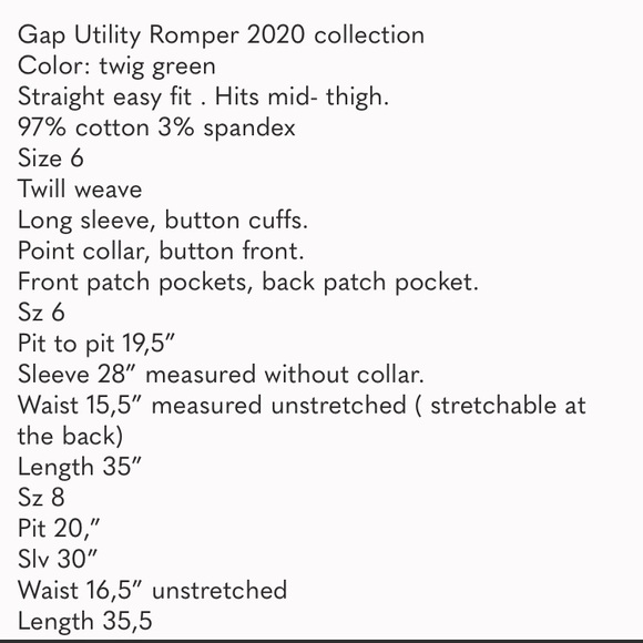 Today Only Sale Gap Utility Romper Jumper Twig Green sizes 6 8 - Picture 8 of 8